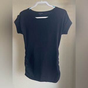 Metaphor Black Short-Sleeve Crew Neck Top with Side Ruching